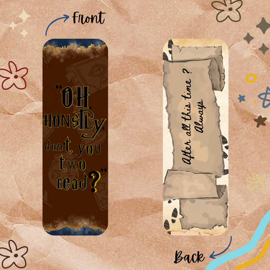 Long bookmark with text on a decorative background