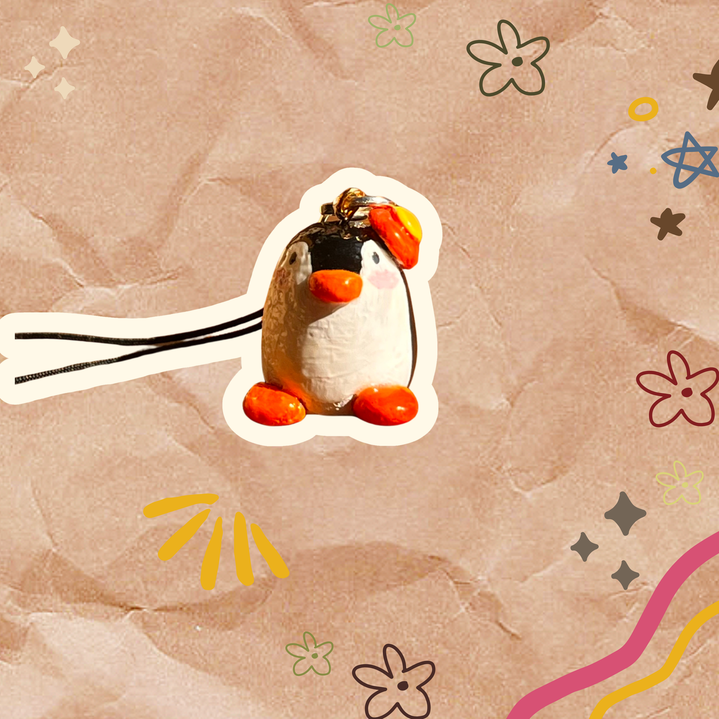 Pingu The Artist Clay Charm