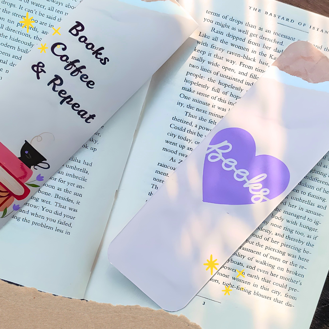 Books, Coffee & Repeat Long Bookmark