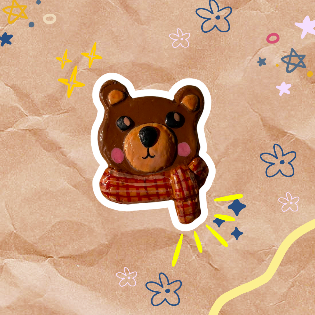 Winter Bear Clay Pin