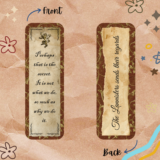 House Lannister Long Bookmark
