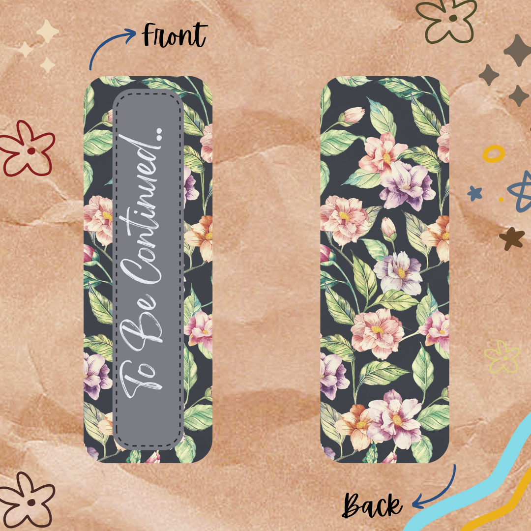 Floral phone case with 'To Be Continued' text on a textured background