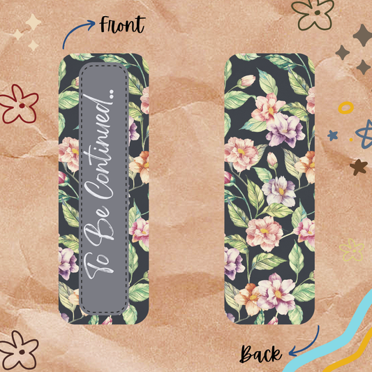 Floral phone case with 'To Be Continued' text on a textured background