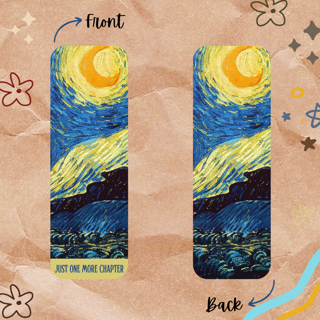 Bookmark  'Starry Night' design on a textured brown background